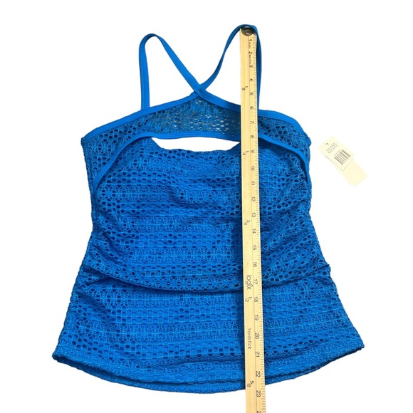 NWT Island Escape Tankini Top Women’s Size 8 Lost At Sea Crochet High Neck Blue - Picture 9 of 12